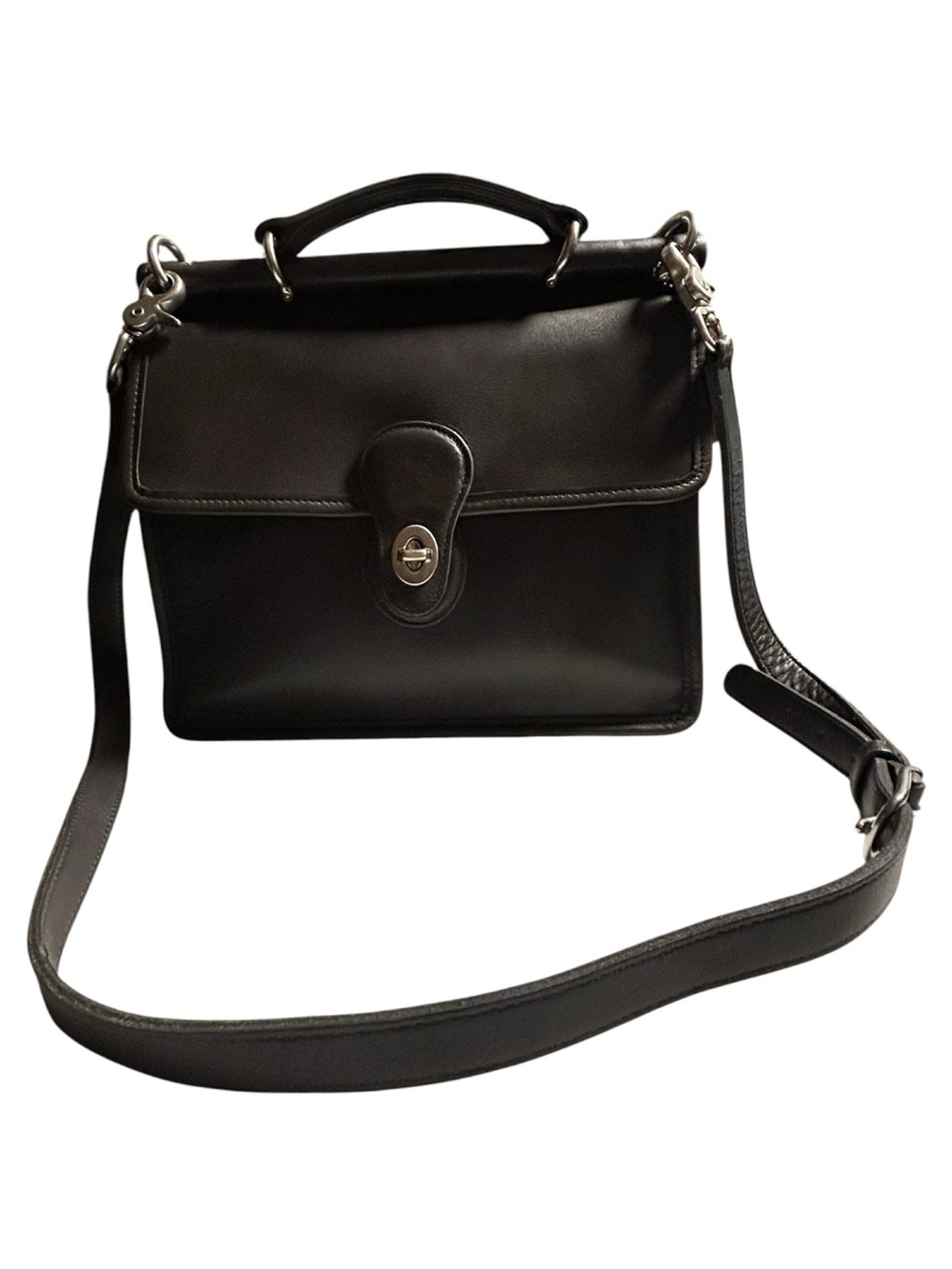 Vintage Coach Willis Bag 9927 Dark Gray Leather Crossbody Turlock Satchel - Picture 8 of 11